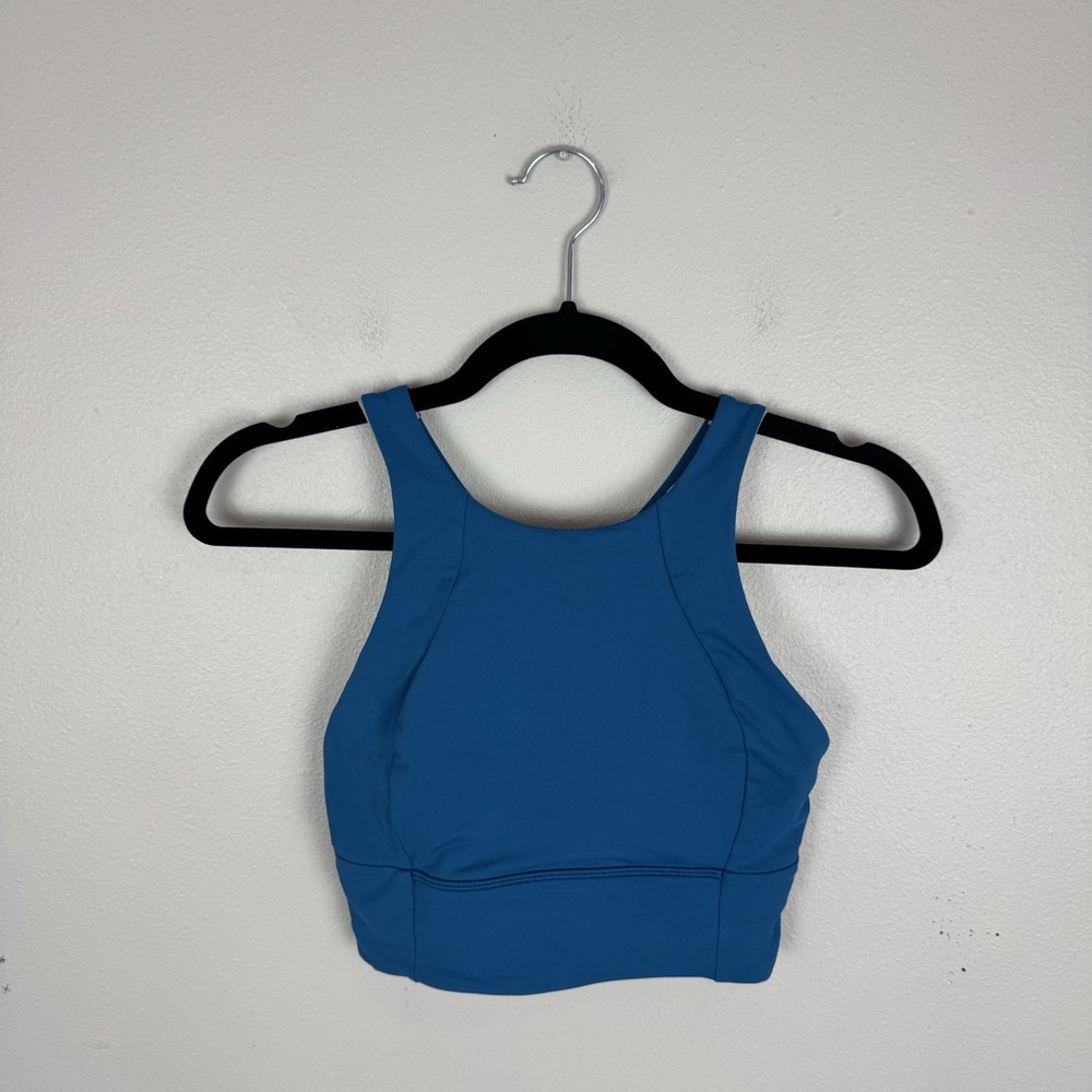 Lululemon Free To Be Serene High Neck Long Line Sports Bra Blue Size 6